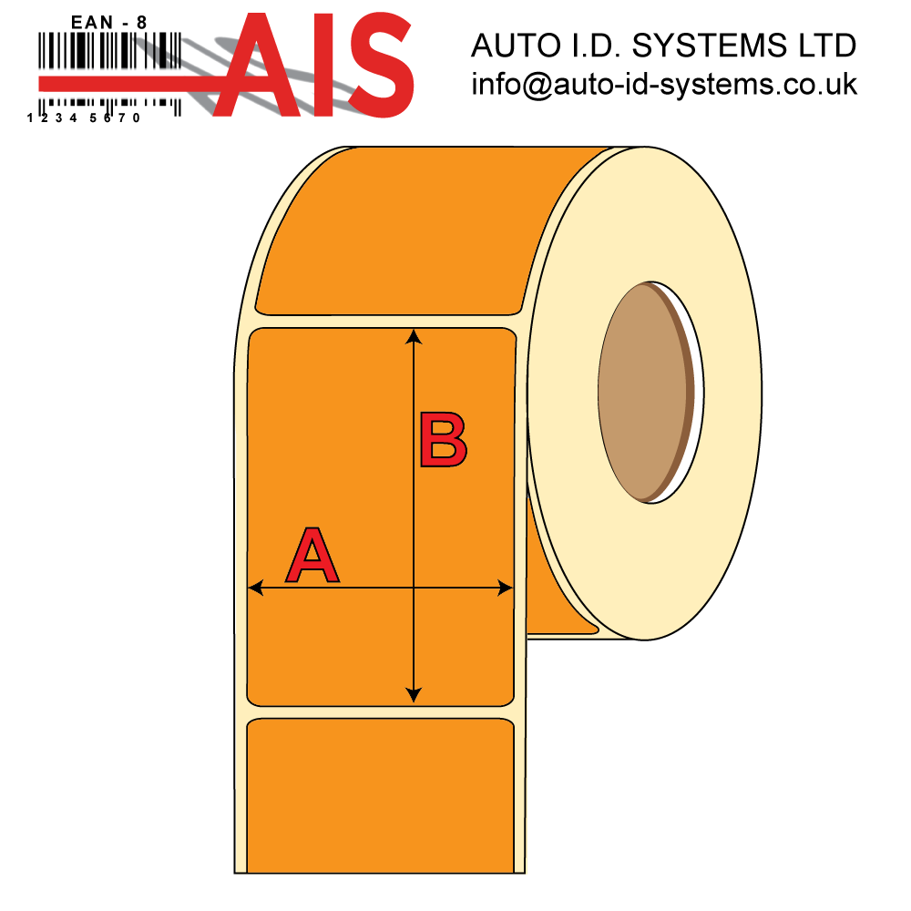 Direct Thermal Label<br>Permanent Adhesive<br> ORANGE 102mm x 152mm - 250/roll<br><br> For Small Desktop Label Printers
